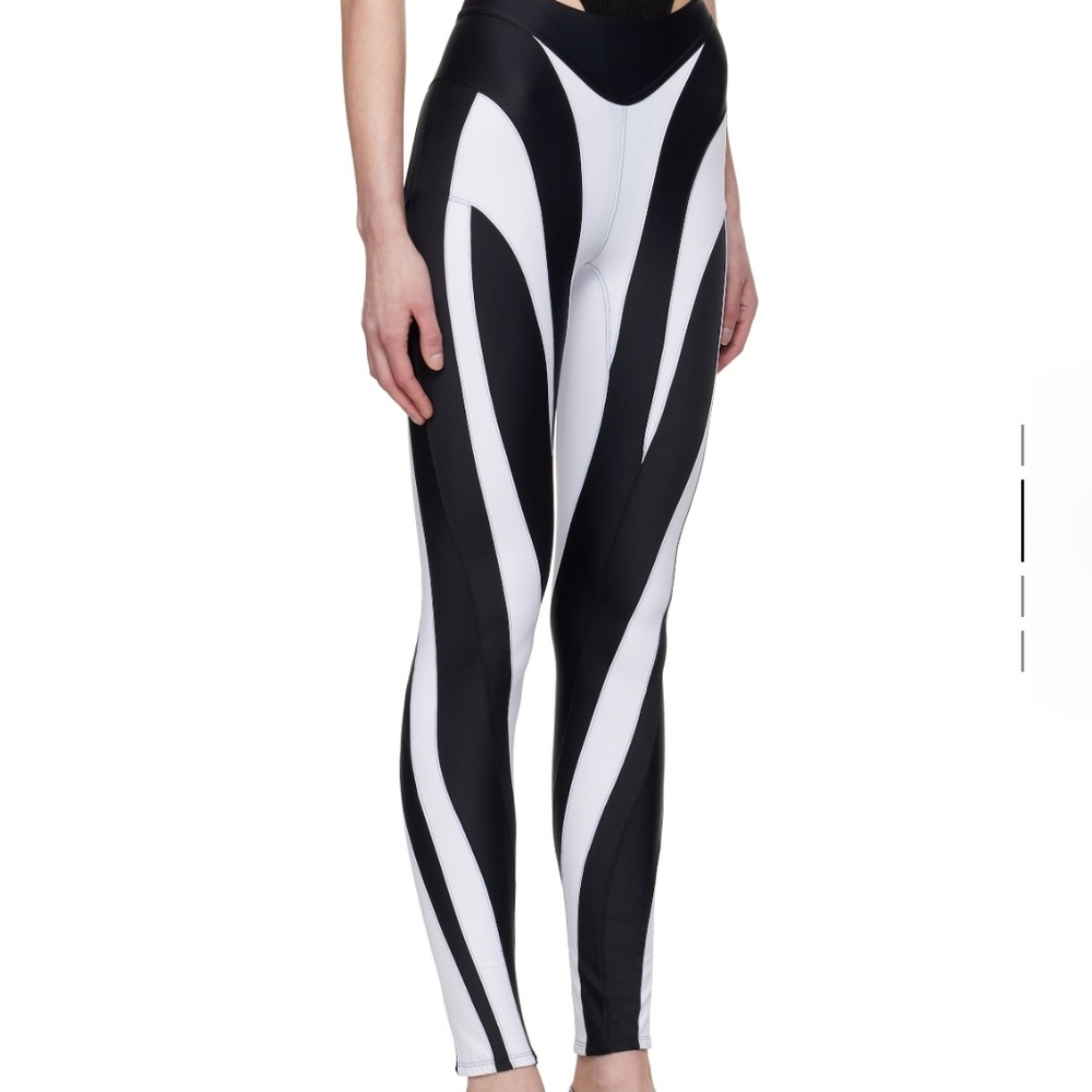 Mugler Black and White Graphic Leggings